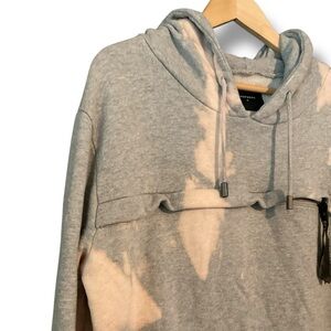 Drop Dead Heather Grey Upcycled Bleach Tie Dye Hooded Sweatshirt Size Medium